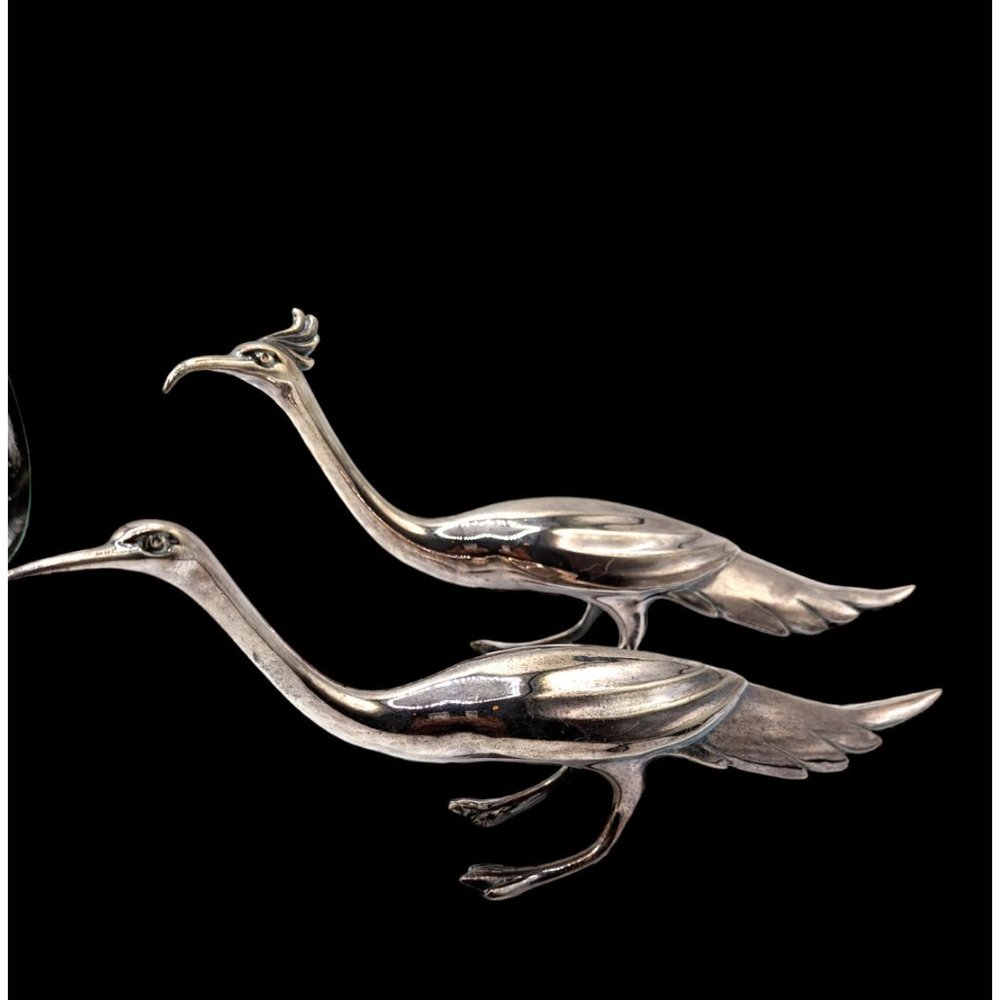 2 VTG MCM HOLLYWOOD REGENCY LARGE SILVERPLATE BIRDS WB MFG 2257 USA WEIDLICH - Picture 7 of 11